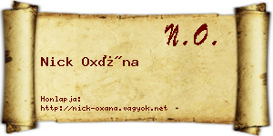 Nick Oxána névjegykártya